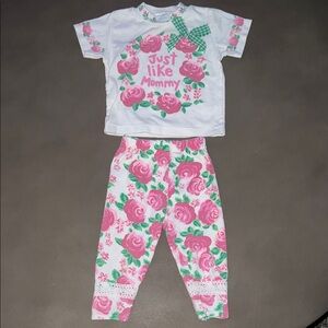 VINTAGE 80s/90s Matching Set - Just Like Mommy! Lace, Florals, and Bow